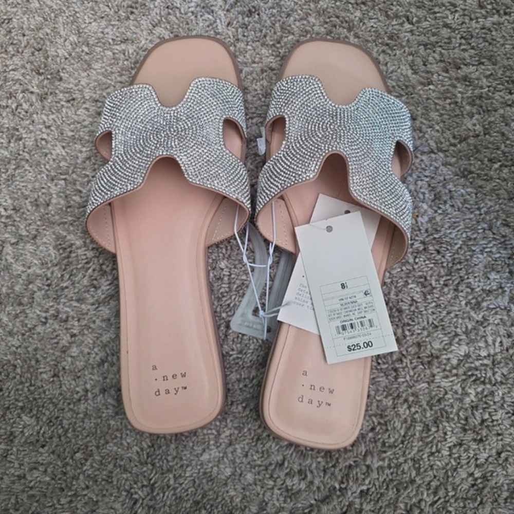 a new day Blush Pink Rhinestone Slide Sandals
